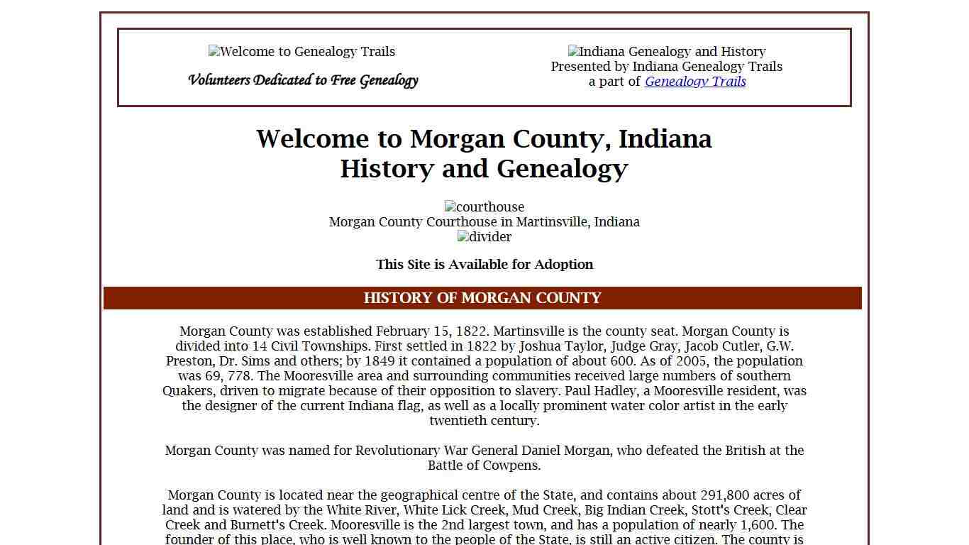 Morgan County, Indiana Genealogy and History