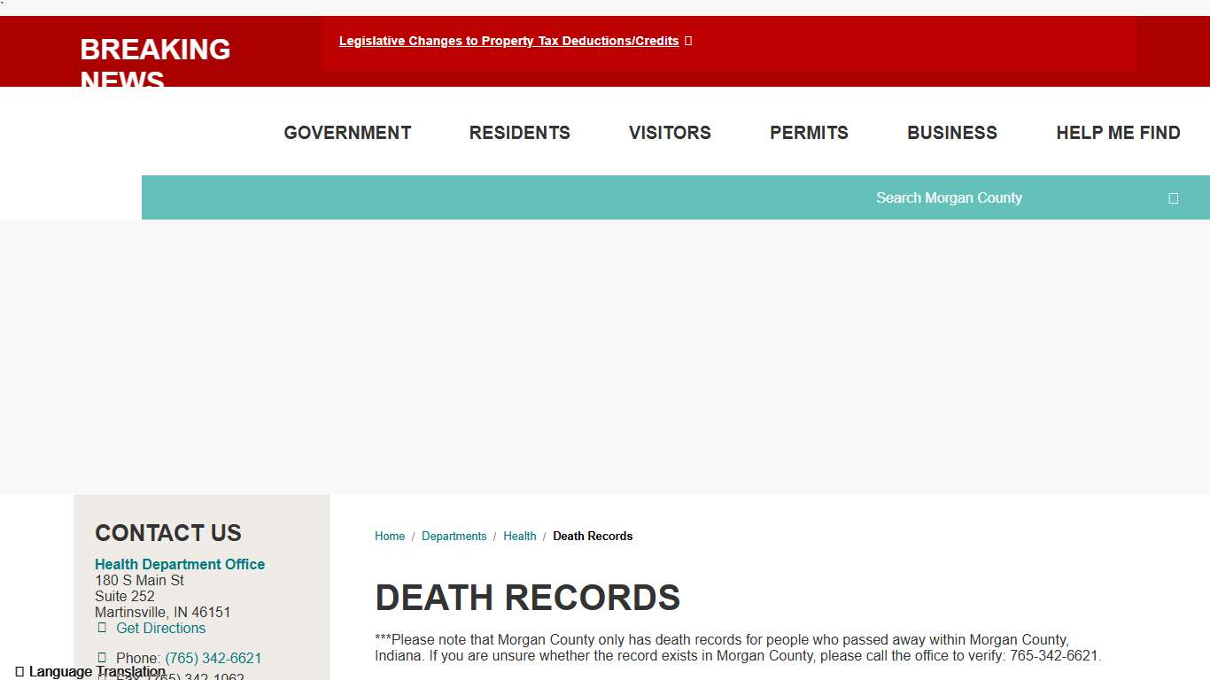 Death Records / Morgan County, Indiana