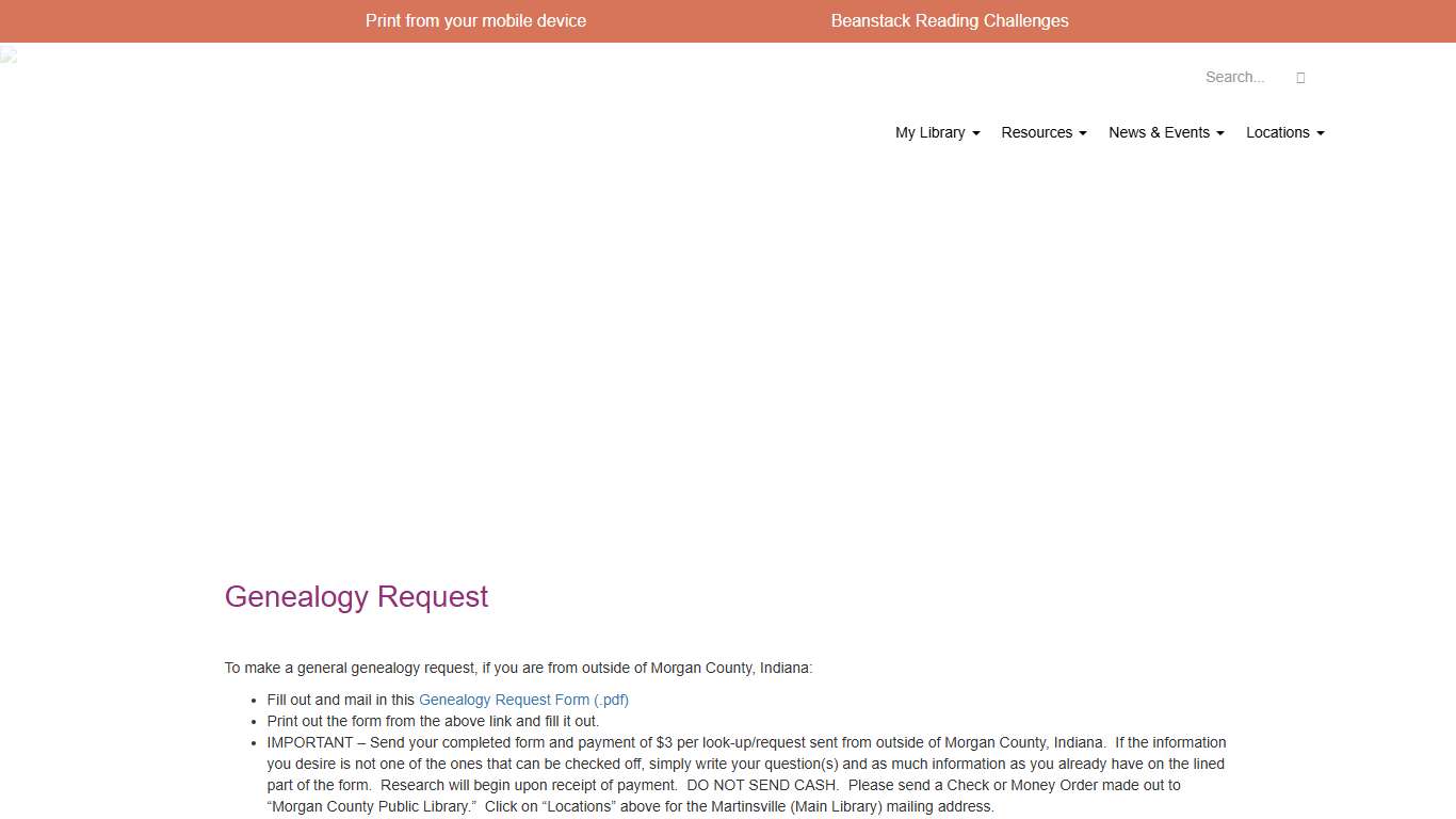 Genealogy Request • Morgan County Public Library